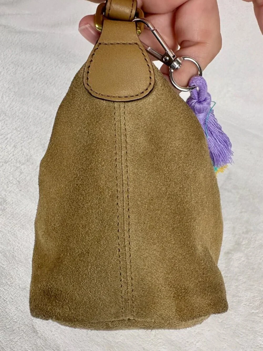 Coach Vintage Y2K Hampton Suede Demi Hobo Bag in Brown with Charm